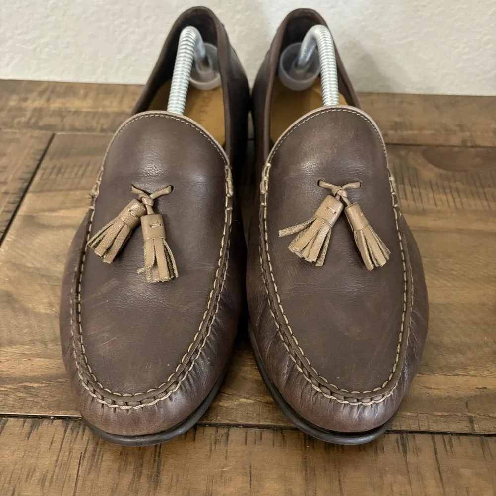 Cole Haan Hayes Tassel Loafer Driving Shoes Mens 10.5 Soft Leather Brown C31211